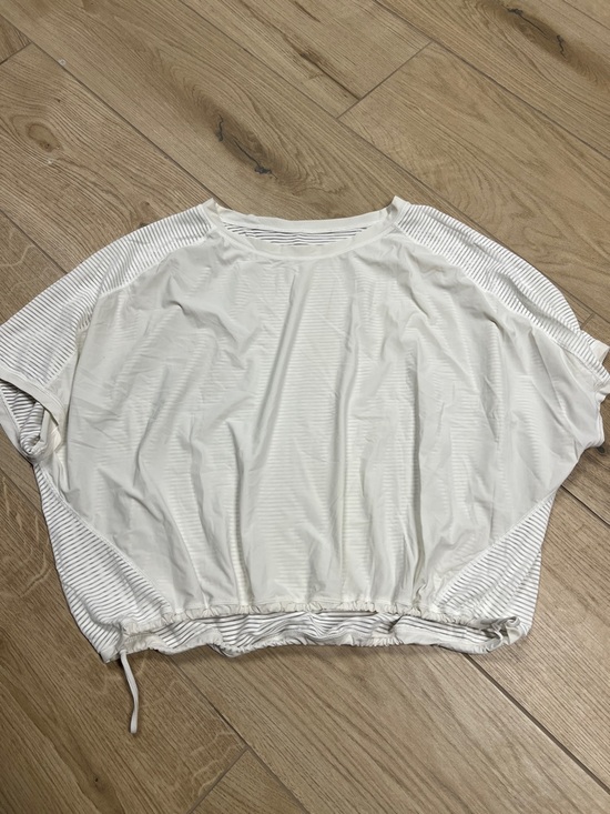 lululemon athletica Tops - lululemon athletica White Striped Drawstring Crop Top